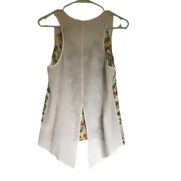 Rebecca Minkoff Split Shirt-tail Silk Floral Tank Top Size 4 - Picture 2 of 5